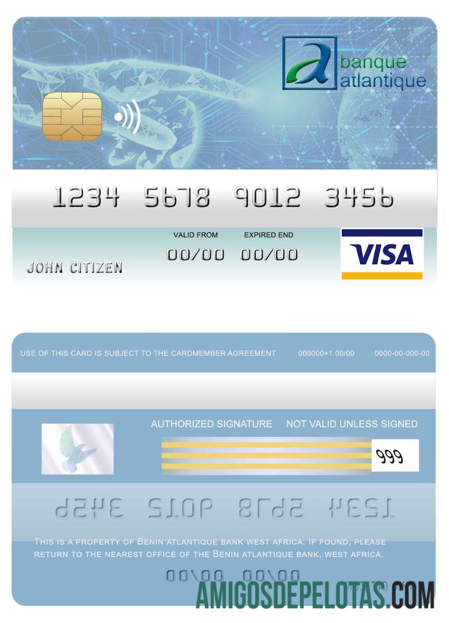 Cartão Visa do Benin Atlantique Bank exemplo